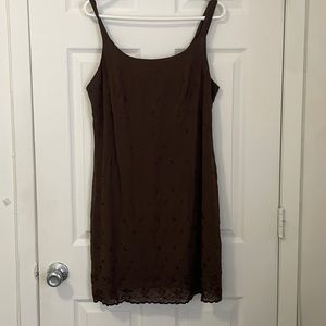 90s BROWN EMBROIDERED MINI DRESS
